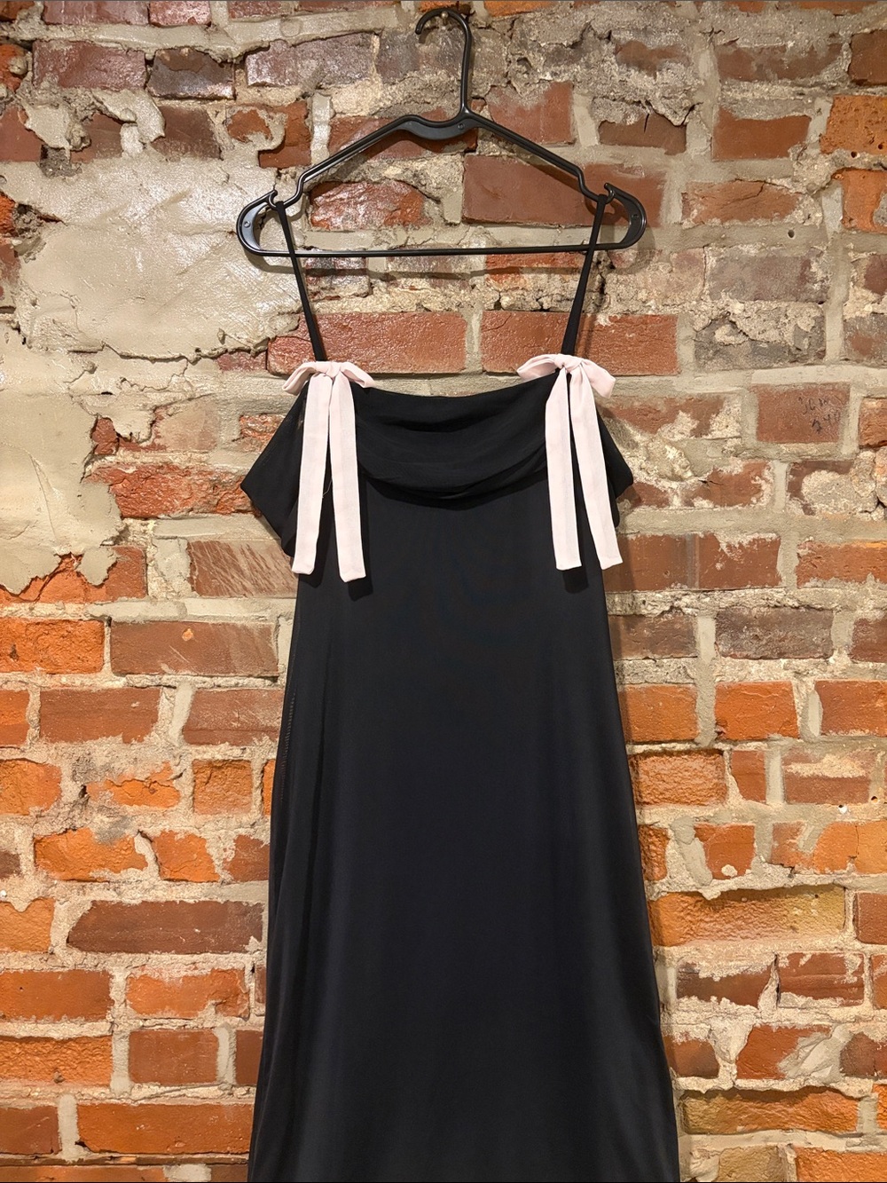 wild fable Black Midi Dress with Light Pink Tie Straps
